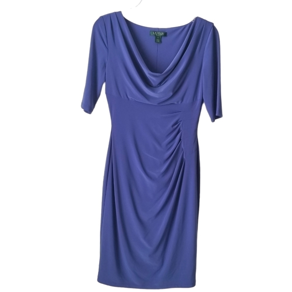 Lauren Ralph Lauren Carleton Cowlneck Sheath Dress Periwinkle Size 4